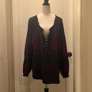 Boho navy blouse